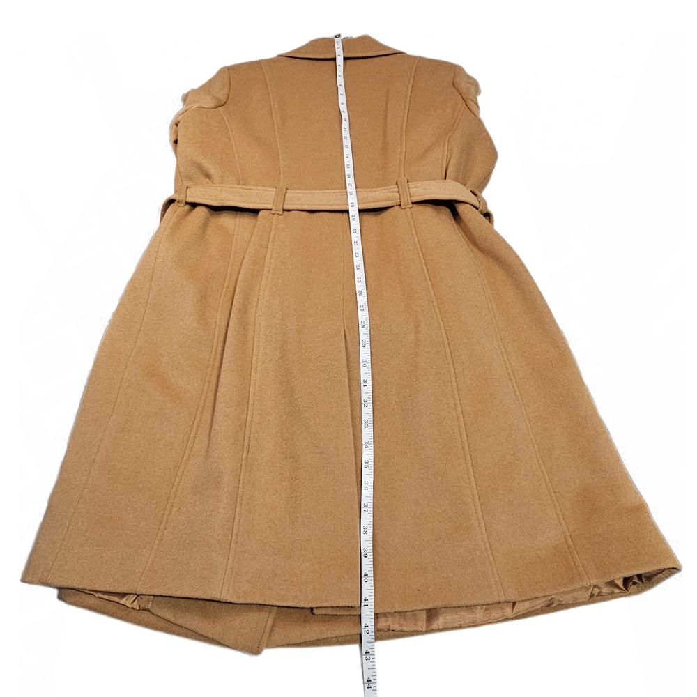Anne Klein Cashmere Wool Blend Camel Double-Breasted Belted Trench Coat - Picture 16 of 16